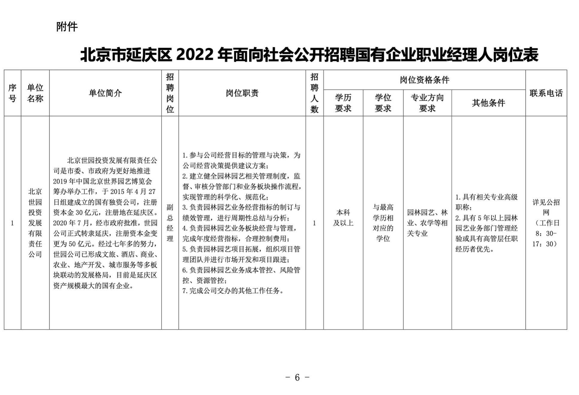 北京市延庆区公开招聘区属国有企业职业经理人公告