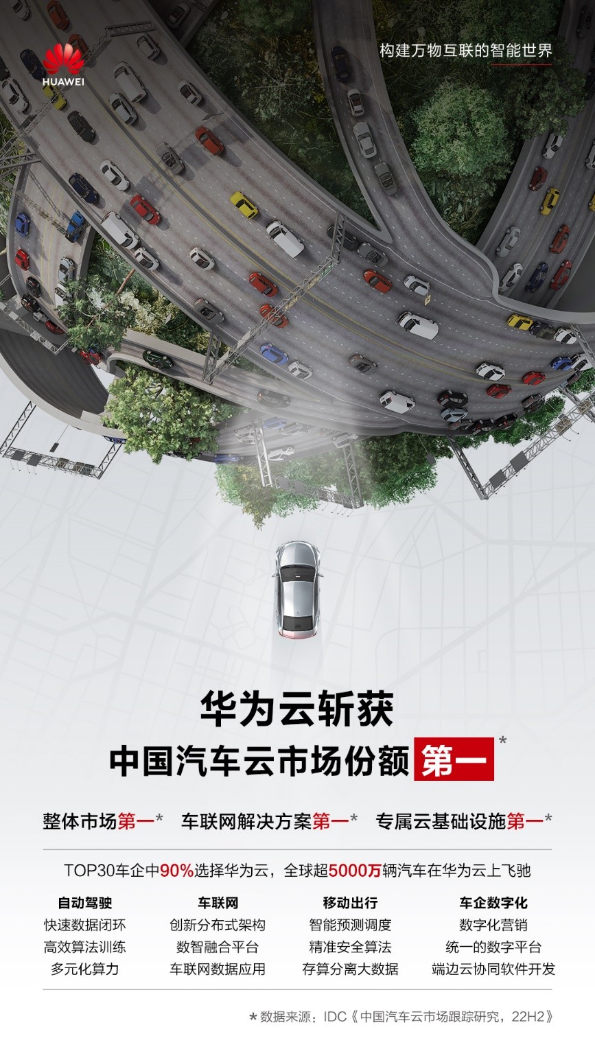 IDC中国汽车云报告出炉，华为云获中国汽车云市场份额第一